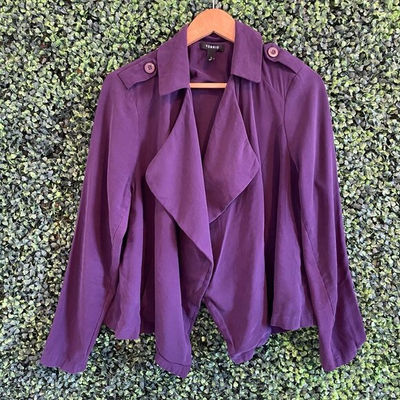 torrid Jackets & Blazers - Torrid Purple Twill Drape Jacket